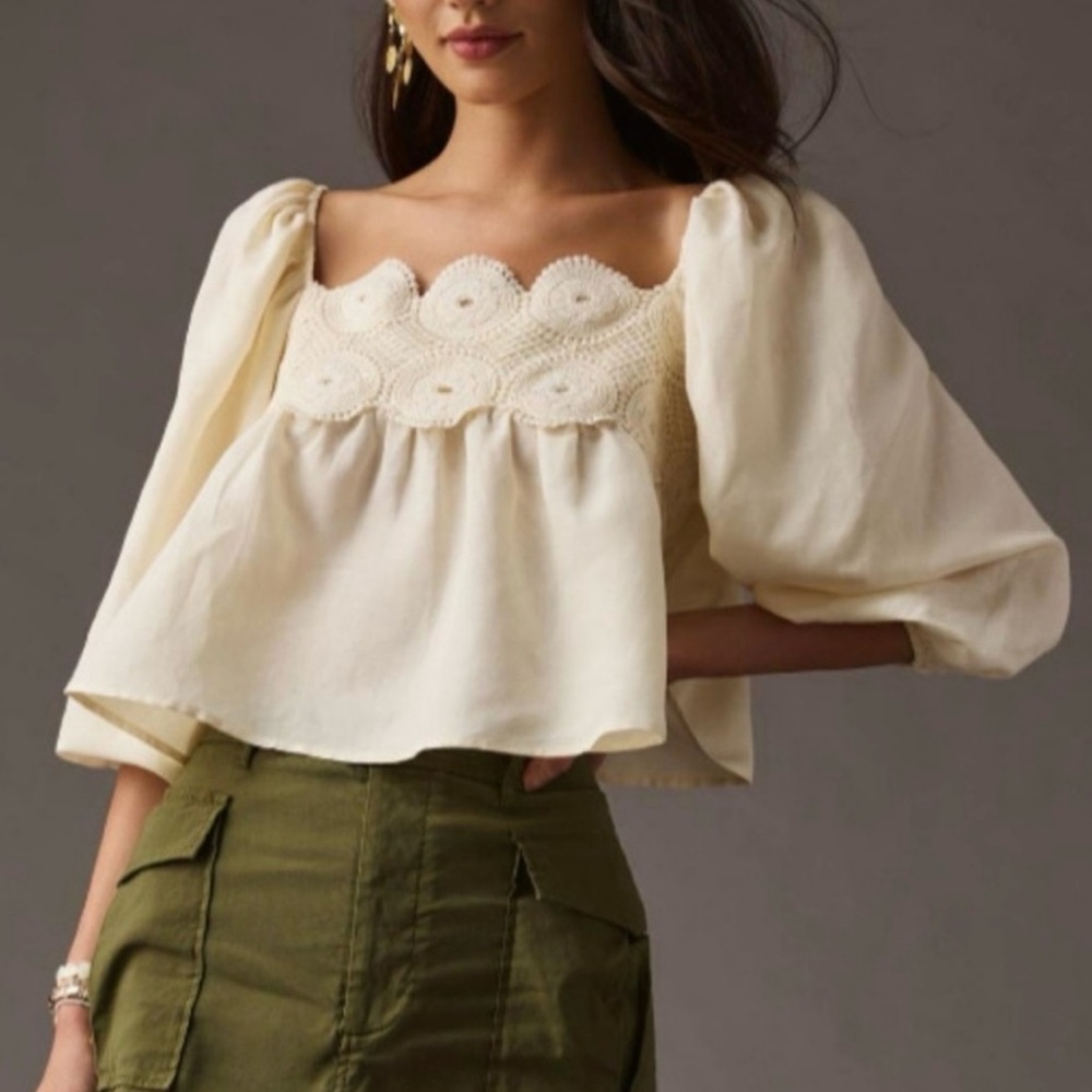 NWT Anthropologie Lace Babydoll Top - Picture 1 of 5